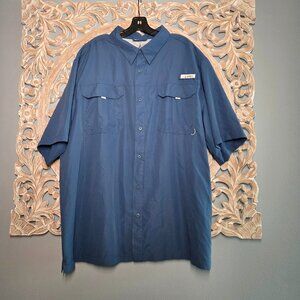 Habit men's UPF 40+ UV protection short-sleeve fishing shirt Blue 3XL XXXL